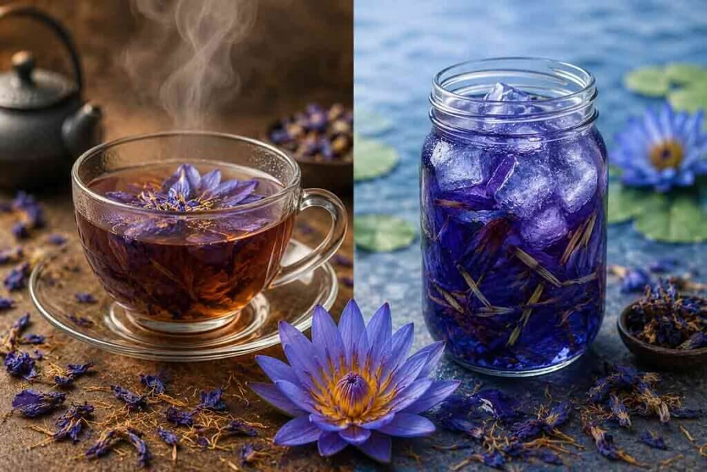 hot vs cold brew blue lotus tea